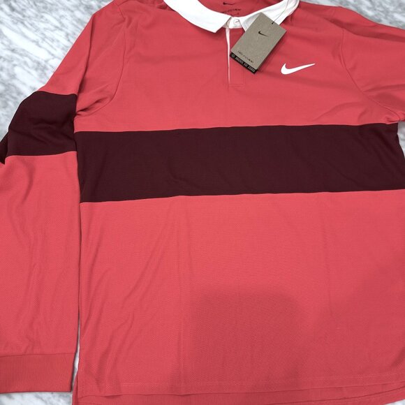 Nike Slam Dri-Fit ADV Long Sleeve Polo Tennis Shirt IB8141-696 Red Men's Large - Picture 5 of 11